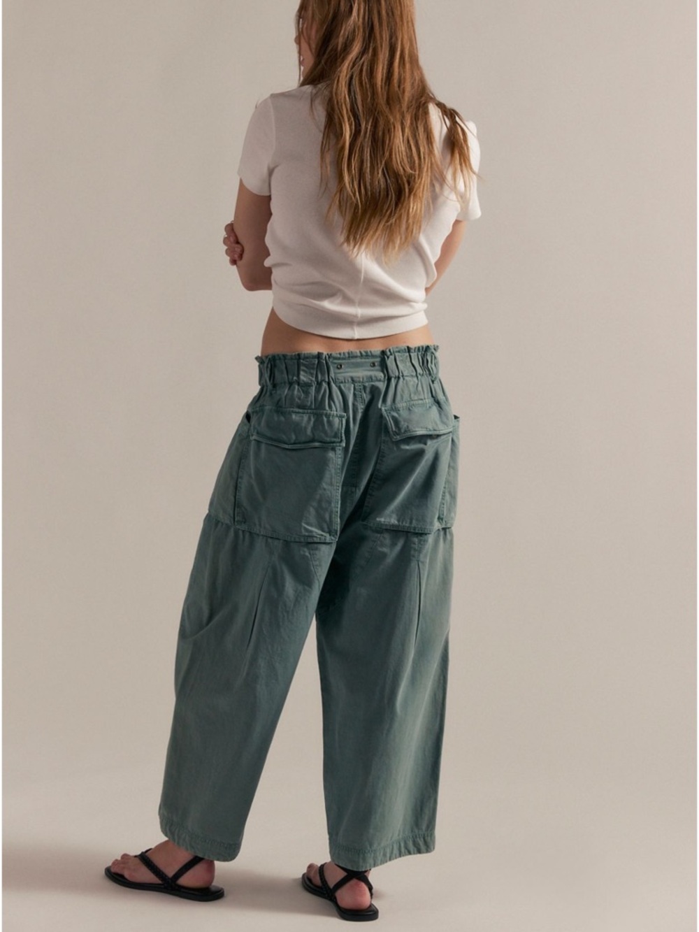 Free peopleLight Green Wide Cargo pants - Picture 5 of 12